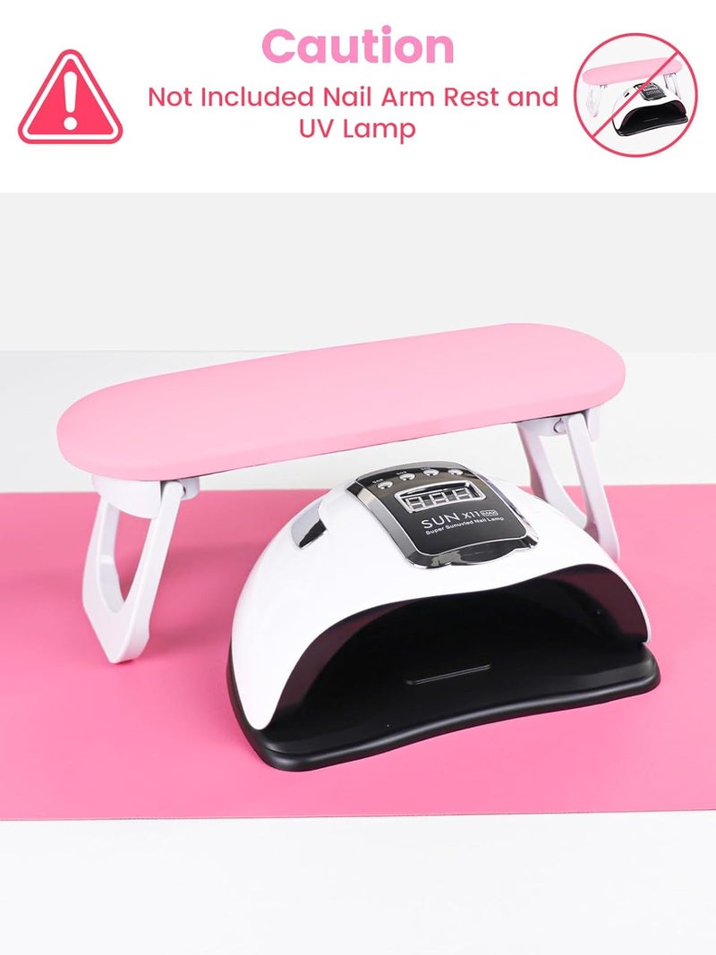 BELOVING Nail Art Table Mat, (MAT ONLY) Nail Arm Rest Pad for Nail Tech, Soft Microfiber PU Leather Nail Mat for Table, Foldable Nail Pad Desk Mat for Manicure Hand Rest Pillow - Pinkish Red - Image 2